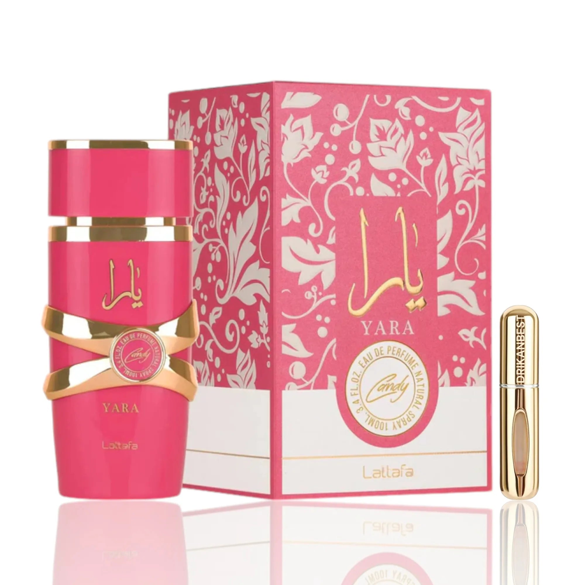 Yara candy perfume, arabic perfume (original) fruity, sweet, vanilla perfume 100 ml + atomizer gift 5ml drikanbest