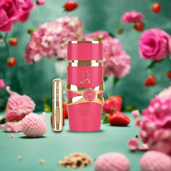Yara candy perfume, arabic perfume (original) fruity, sweet, vanilla perfume 100 ml + atomizer gift 5ml drikanbest
