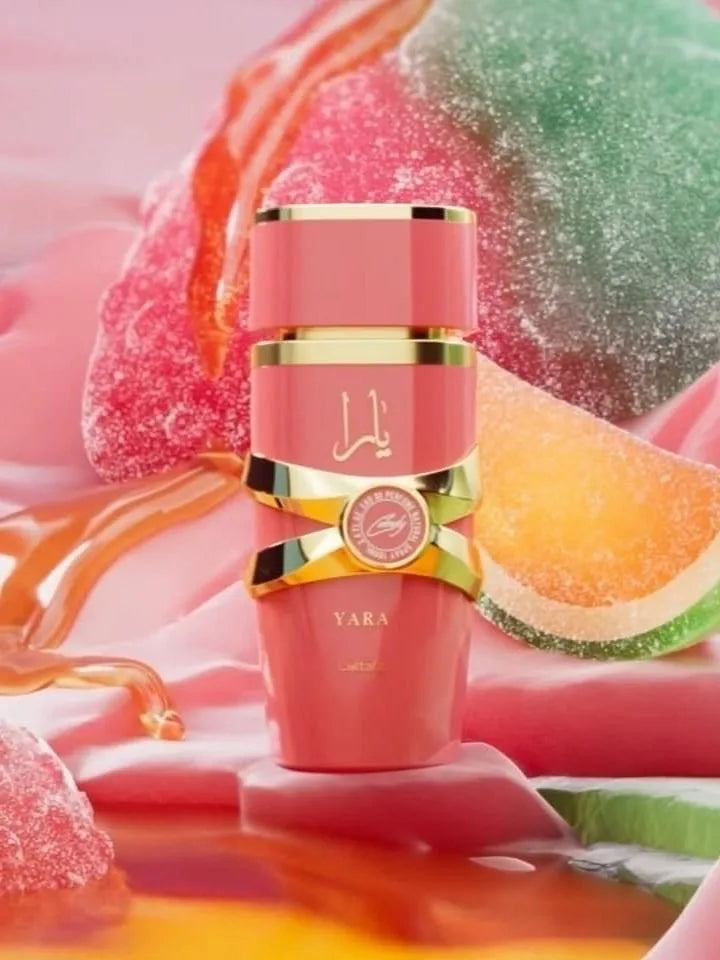 Yara candy perfume, arabic perfume (original) fruity, sweet, vanilla perfume 100 ml + atomizer gift 5ml drikanbest